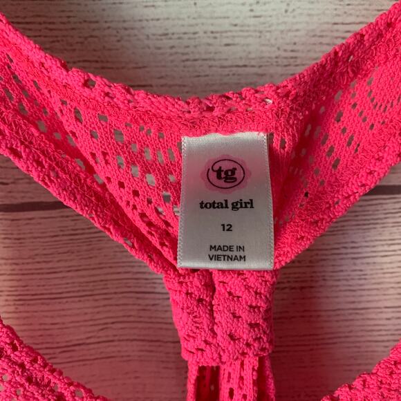 Total Girl Hot Pint Swim Cover Up Tank Top Racerback Sheer Size 12 Girls - Picture 8 of 14